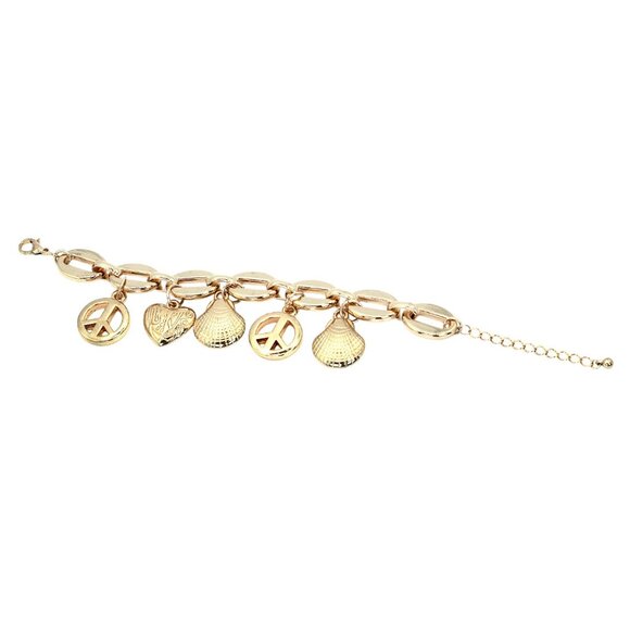 Lovely Multi Charm 8K Gold Chain Bracelet - Picture 3 of 4
